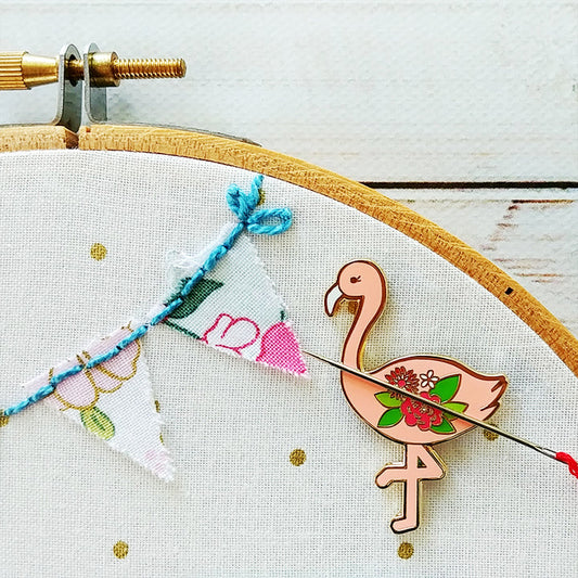 Flossie the Flamingo Magnetic Enamel Needle Minder-By Flamingo Toes